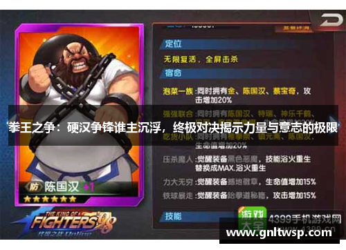 拳王之争：硬汉争锋谁主沉浮，终极对决揭示力量与意志的极限